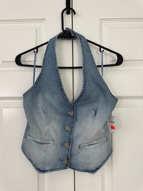 GAP Light Blue Denim Halter Vest